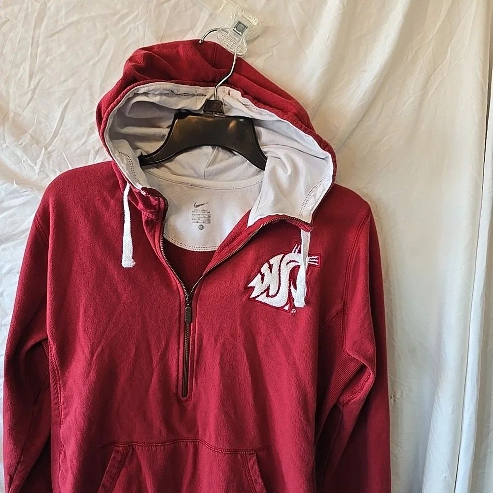 Nike Washington State Cougars 1/2‎ Zip Hoodie Sweatshirt Red White Women's XL